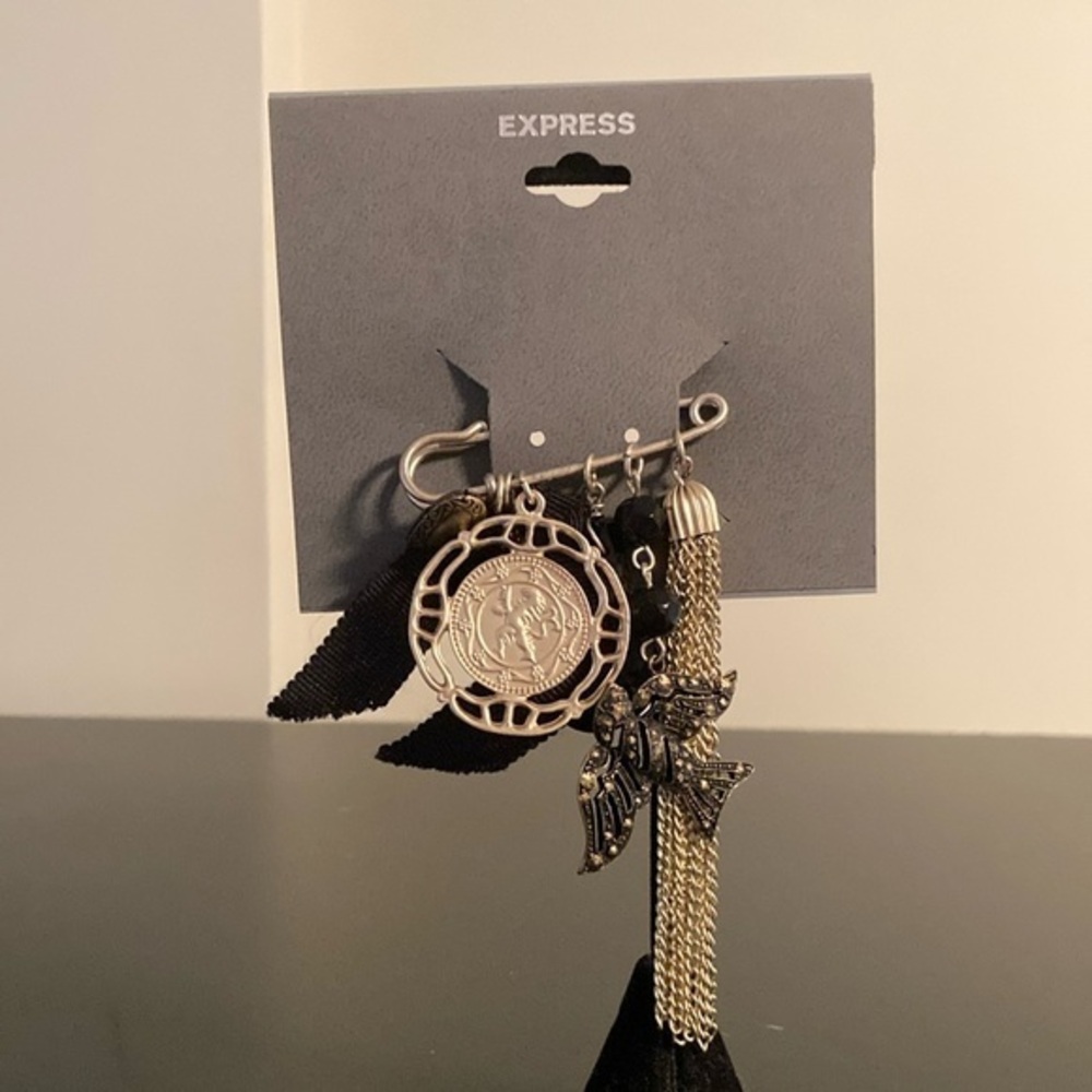 Express Gold and Black Charm Brooch